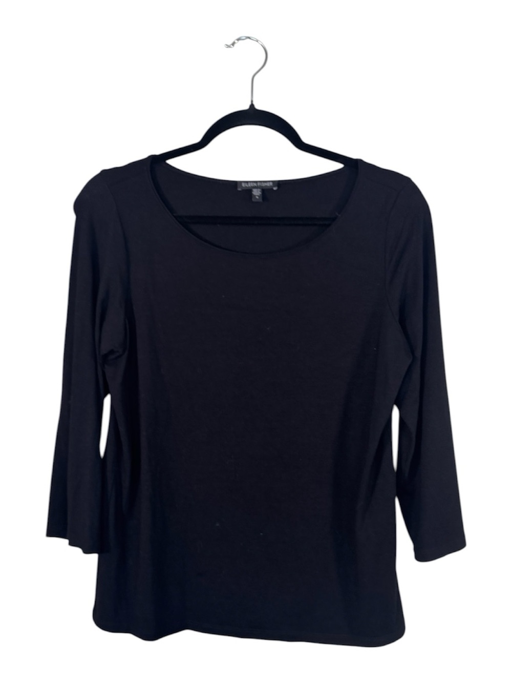 Eileen Fisher Black 3/4 Sleeve Blouse Womens S Basic Staple Capsule Wardrobe